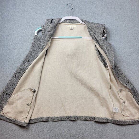 Coldwater Creek Vest Womens Size Medium Snap Front Sweater Knit Hooded Gray - Picture 5 of 10